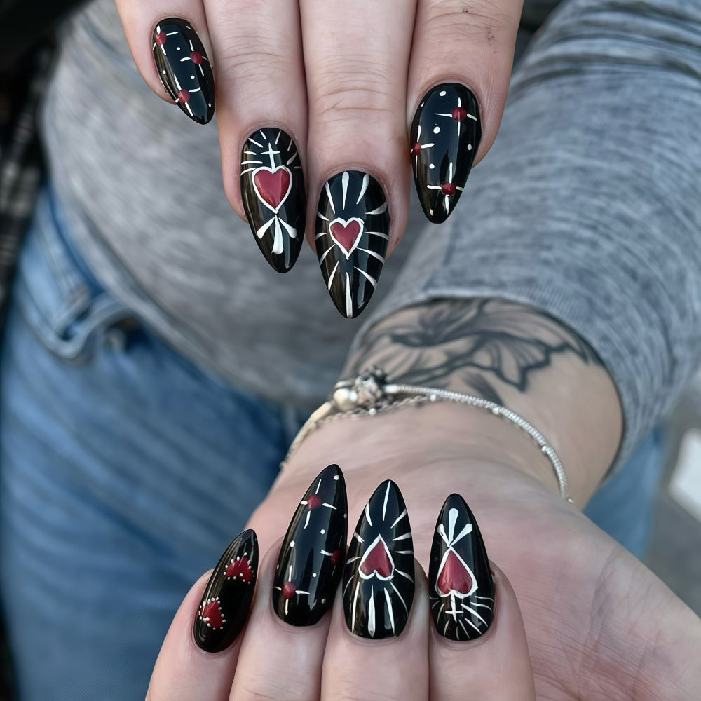 Artistic Heart Motif Art Nails Acalora
