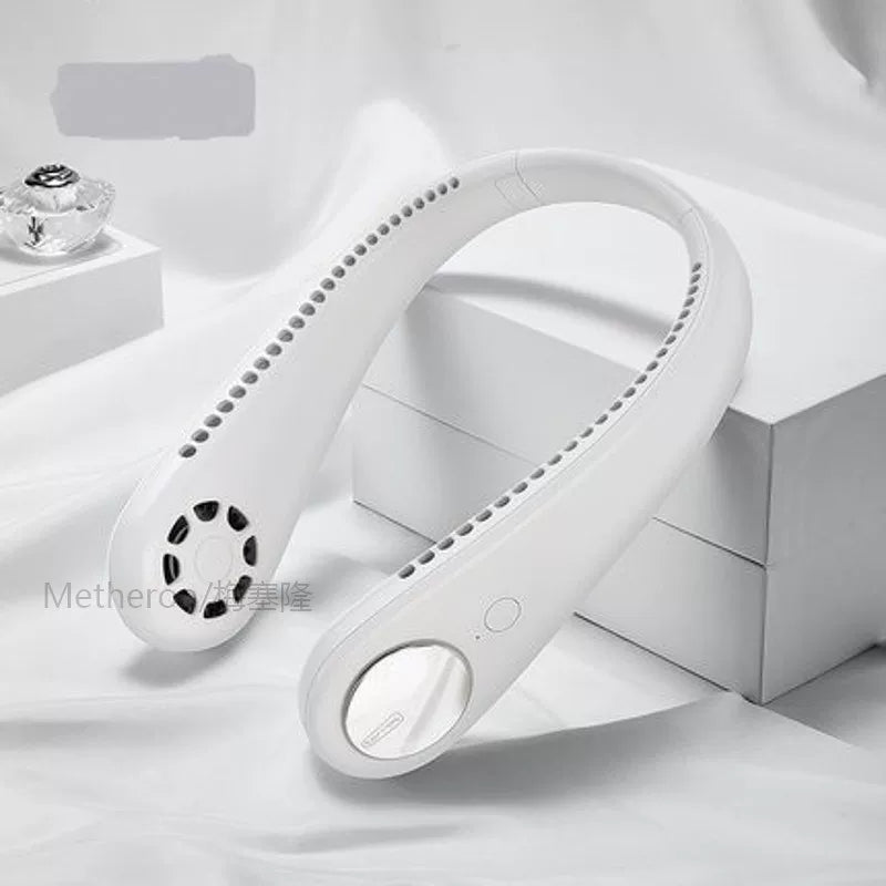 Women One Size Portable Leafless Rechargeable Hands-Free Neck Fan with Whisper-Quiet Brushless Motors and Adjustable Airflow Kalsten