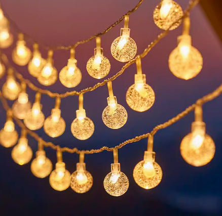 Warm White Star And Globe LED String Garland With Battery Pack And Weatherproof Bulbs Kalsten