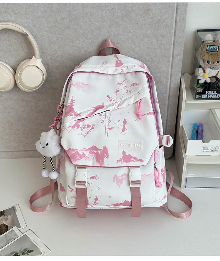 Artistic Landscape Print School Backpack