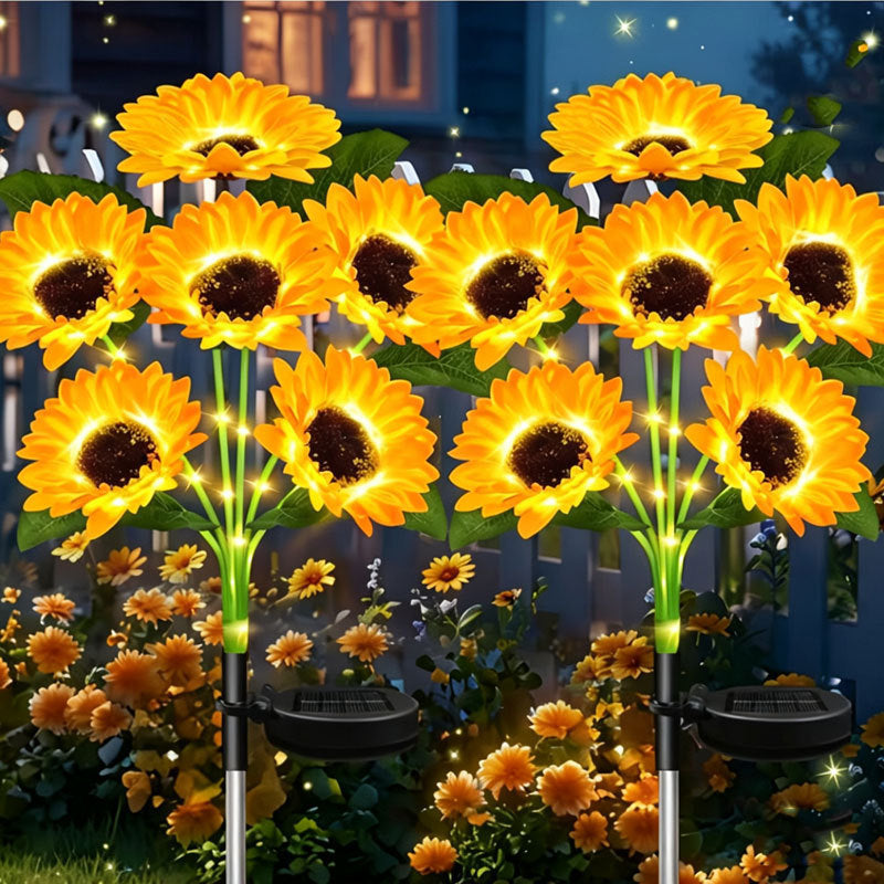 Solar-Powered LED Sunflower Garden Stake Lamp With Waterproof Panel And Adjustable Stem Kalsten