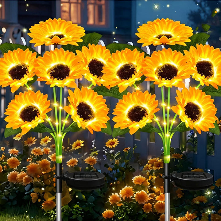 Solar-Powered LED Sunflower Garden Stake Lamp With Waterproof Panel And Adjustable Stem Kalsten