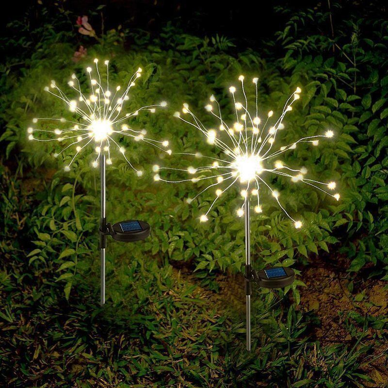 Solar-Powered LED Firework Garden Stake Lights With Sparkle Burst Design Kalsten