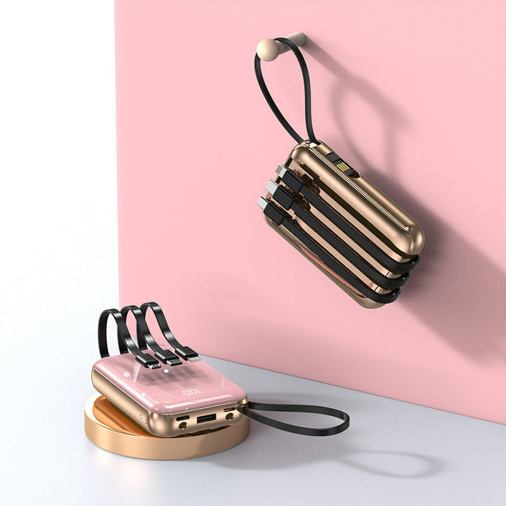Portable power bank with integrated charging cables and digital charging display Kalsten
