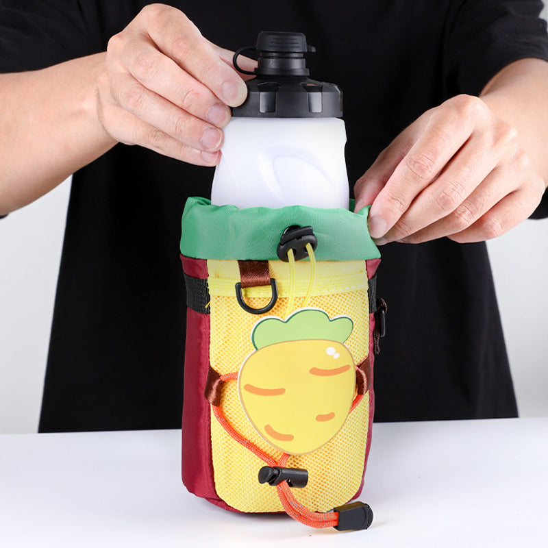 insulated kids water bottle carrier with drawstring closure and three universal attachment straps Kalsten
