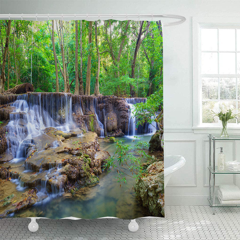 Scenic Waterfall Print Shower Curtain Kalsten