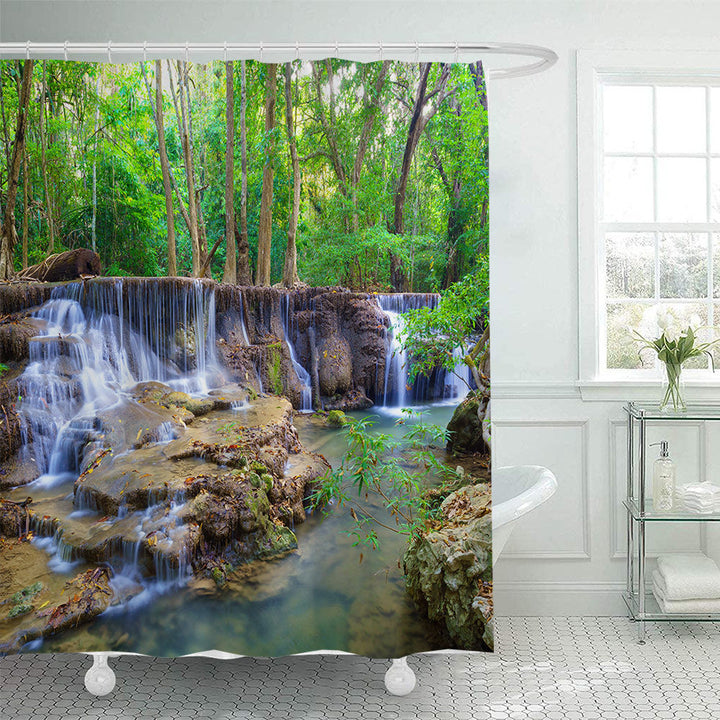 Scenic Waterfall Print Shower Curtain Kalsten