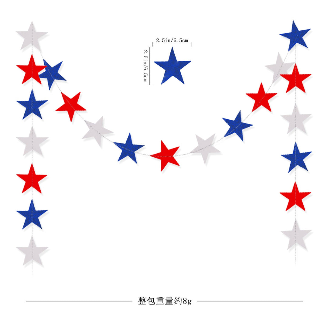 Unisex decorative pennant chain made of weatherproof polyester with star-and-stripe motif and robust attachment tape Kalsten