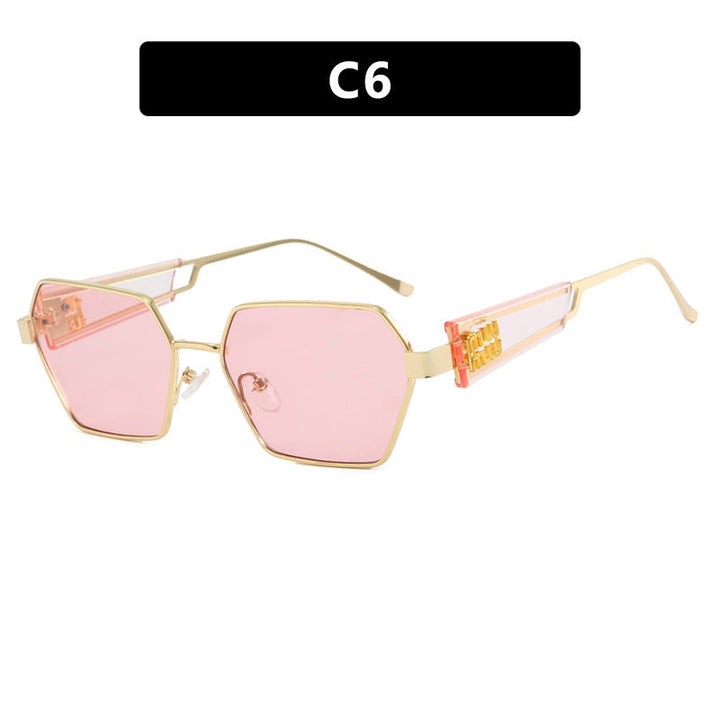 Ladies hexagonal sunglasses with elegant metal frame and protective lenses Kalsten