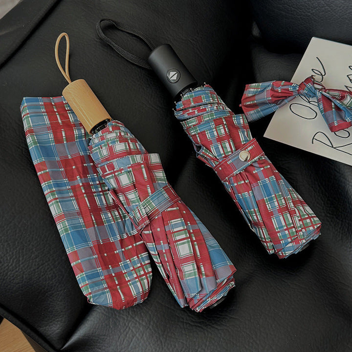 Women's Folding Umbrella in Modern Check Pattern Kalsten