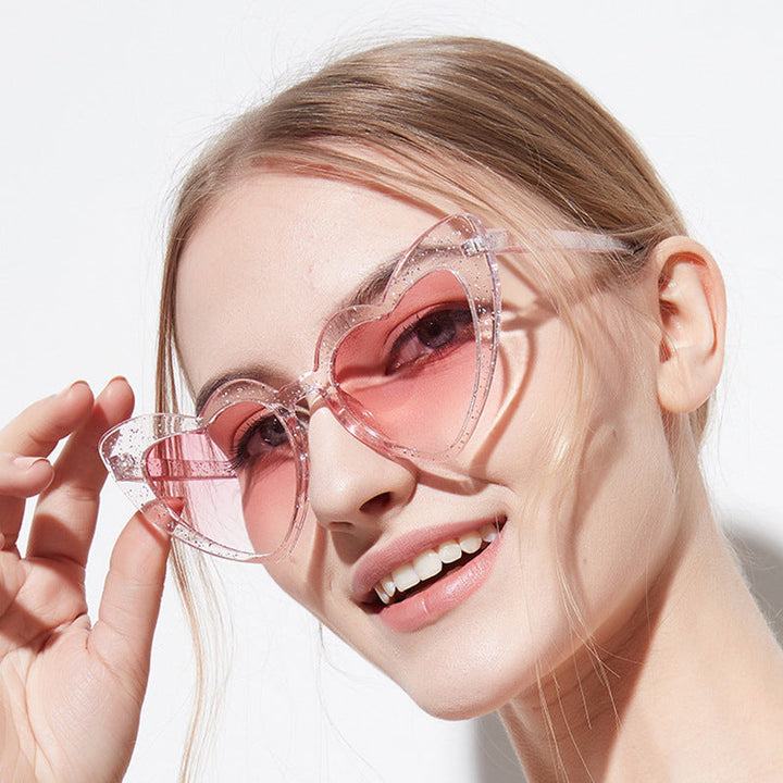 Women's Heart-Shaped Sunglasses with Glittering Frame Kalsten