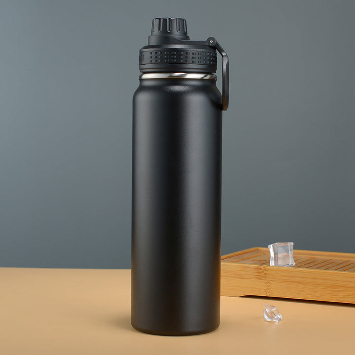 Double-Wall Vacuum Insulated Stainless Steel Wide-Mouth Water Bottle With Leakproof Screw Cap And Ergonomic Carry Handle