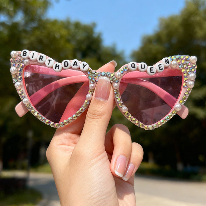 Decorative Rhinestone-Embellished Heart Sunglasses Kalsten