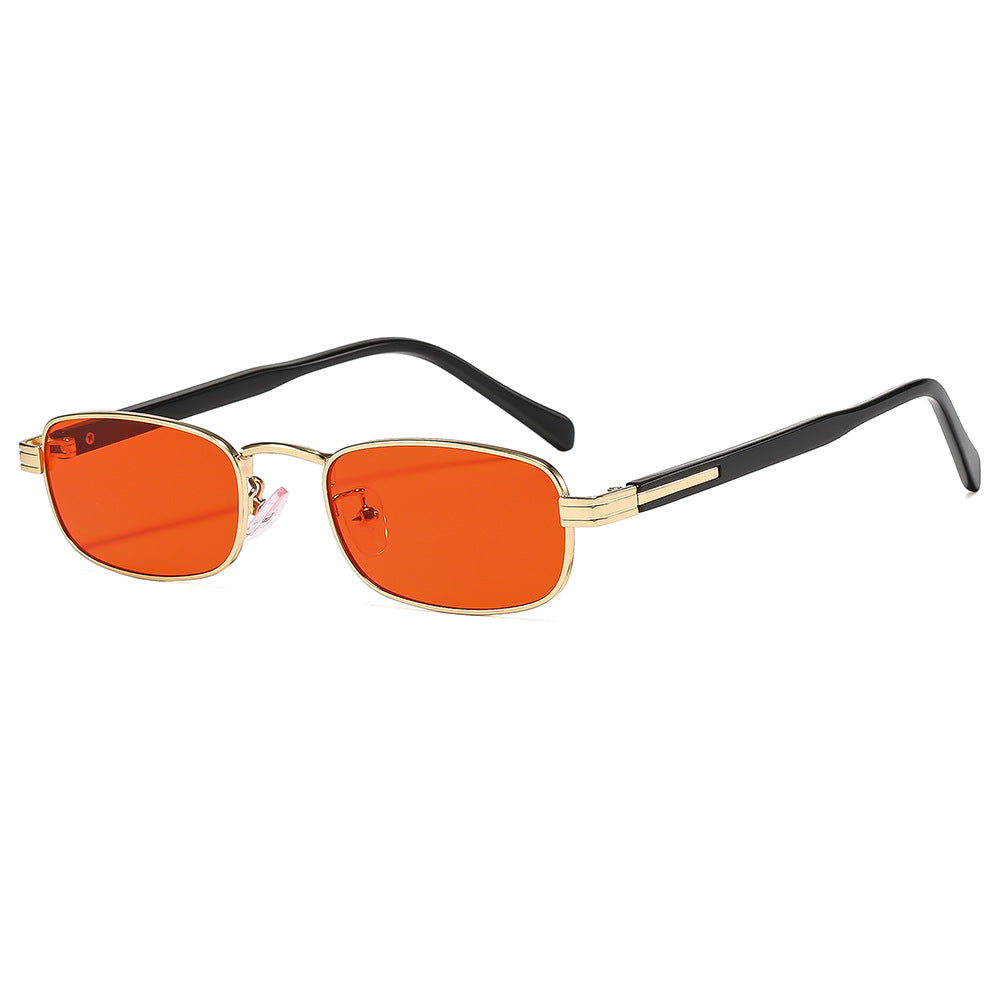 Ladies fashionable sunglasses with stylish metal frame and orange lenses Kalsten