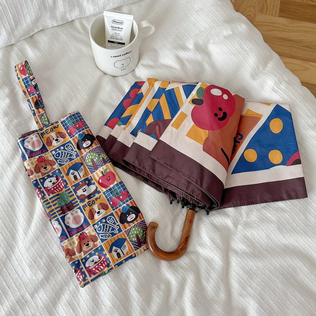 Ladies Foldable Umbrella with Playful Animal Designs Kalsten