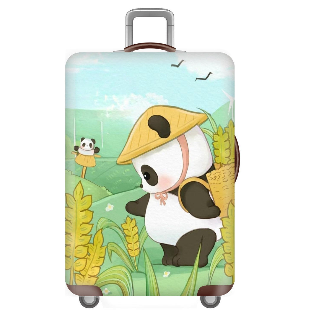 Unisex non-elastic suitcase cover for hard shell trolley with cute panda design, stretch protective cover with handle and wheel openings Kalsten