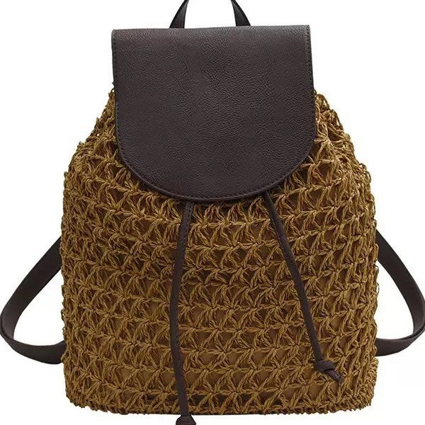 Braided shoulder bag with leather flap Kalsten
