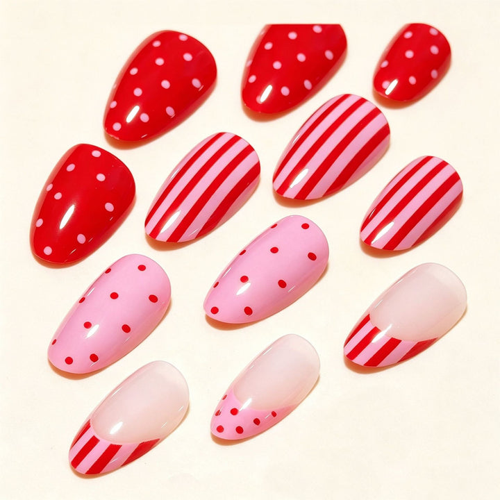 Artistic Nail Design with Heart and Stripes Kalsten