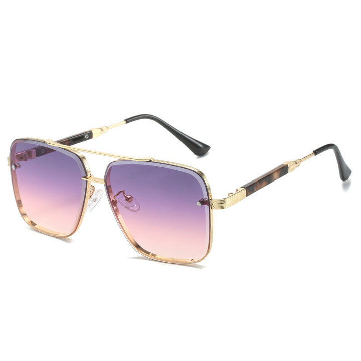 Women Geometric Oversize Sunglasses with Filigree Metal Frame Kalsten