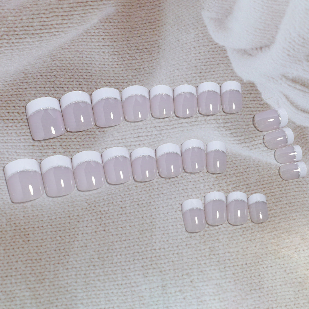 Glossy French Tip Press-On Nail Set Kalsten