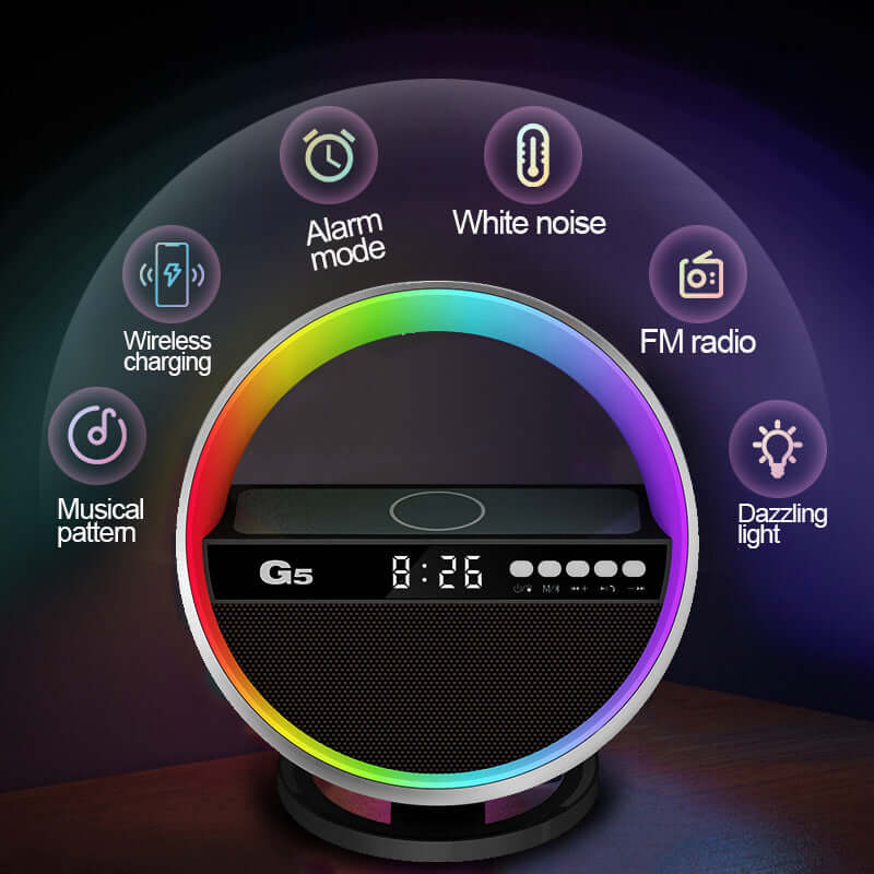 New Multifunction Wireless Charger Bluetooth Speaker Large G Ambience Light | Kalsten