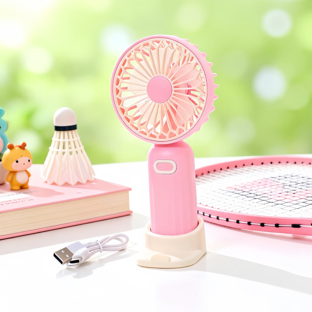Women's Portable Hand Fan with Flexible Tilt and USB Charging Kalsten