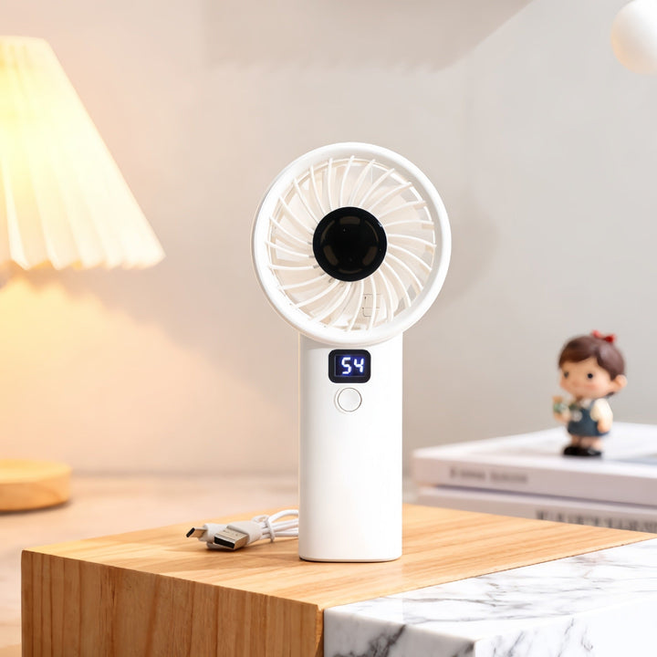 Ladies portable handheld fan with digital speed display Kalsten