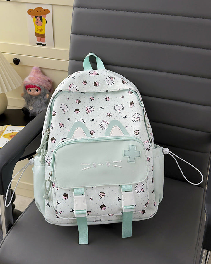 Cute Cat-Ear Patterned School Backpack