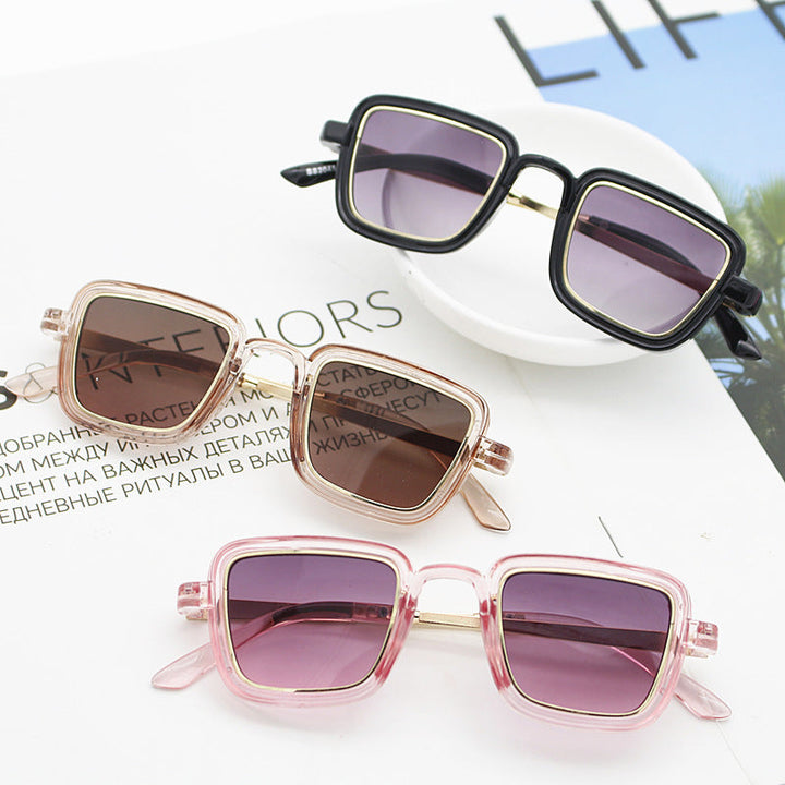Women's square sunglasses with transparent frame and gold accents Kalsten