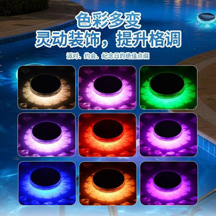 Floating Solar RGB Pool Lights With Waterproof LED Ring And Dusk-To-Dawn Sensor Kalsten