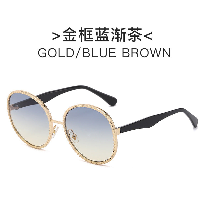 Women elegant oversized sunglasses with woven golden frame Kalsten