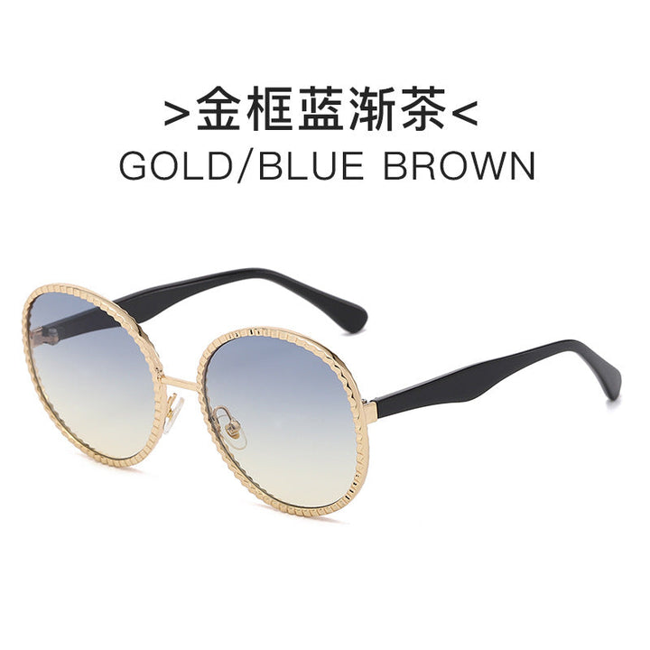 Women elegant oversized sunglasses with woven golden frame Kalsten