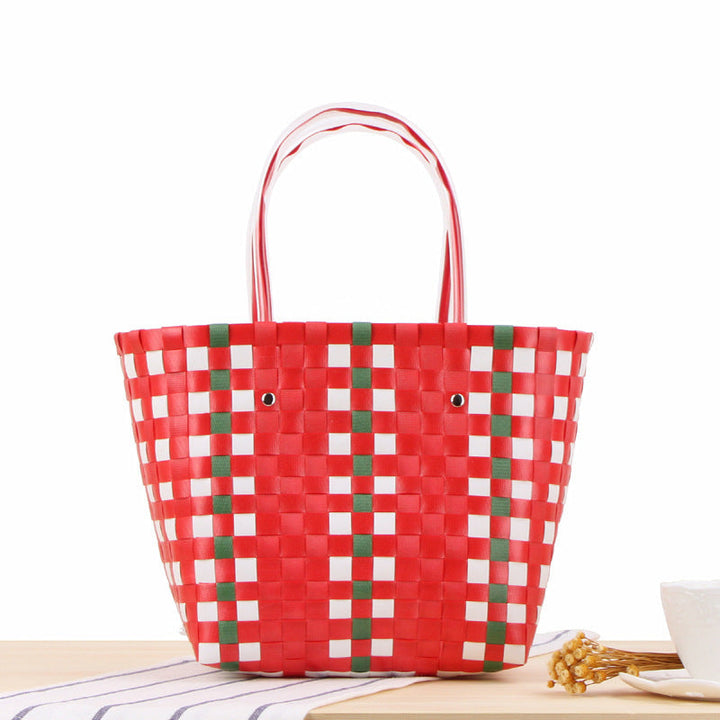 Braided shopping bag with colorful pattern Kalsten