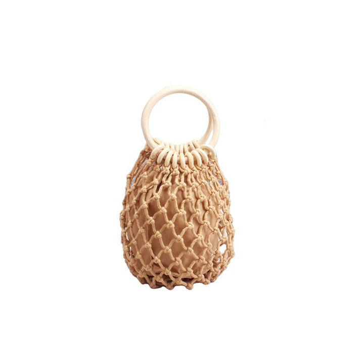 Macrame Carrying Bag with Wooden Handles Kalsten