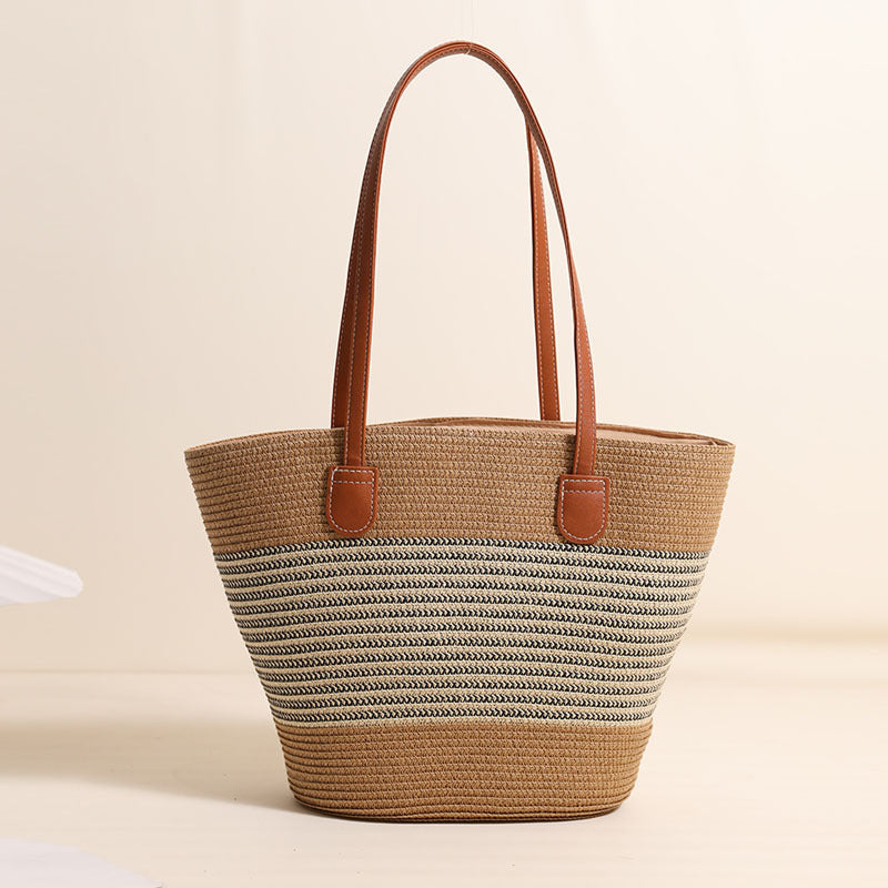Elegant Bast Tote Bag with Leather Accents Kalsten