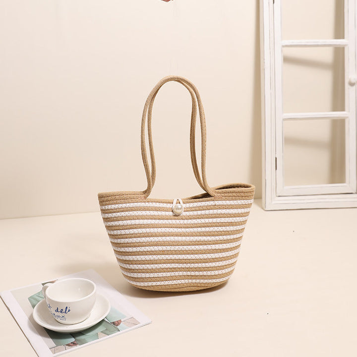 Trendy Basket Bag with Stylish Striped Pattern Kalsten