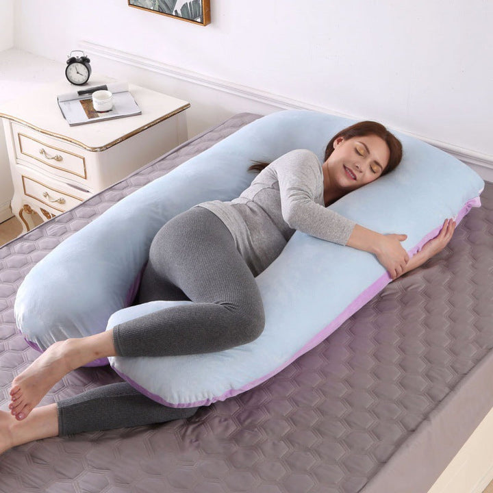 Full-Body U-Shaped Maternity Support Pillow With Removable Velour Cover