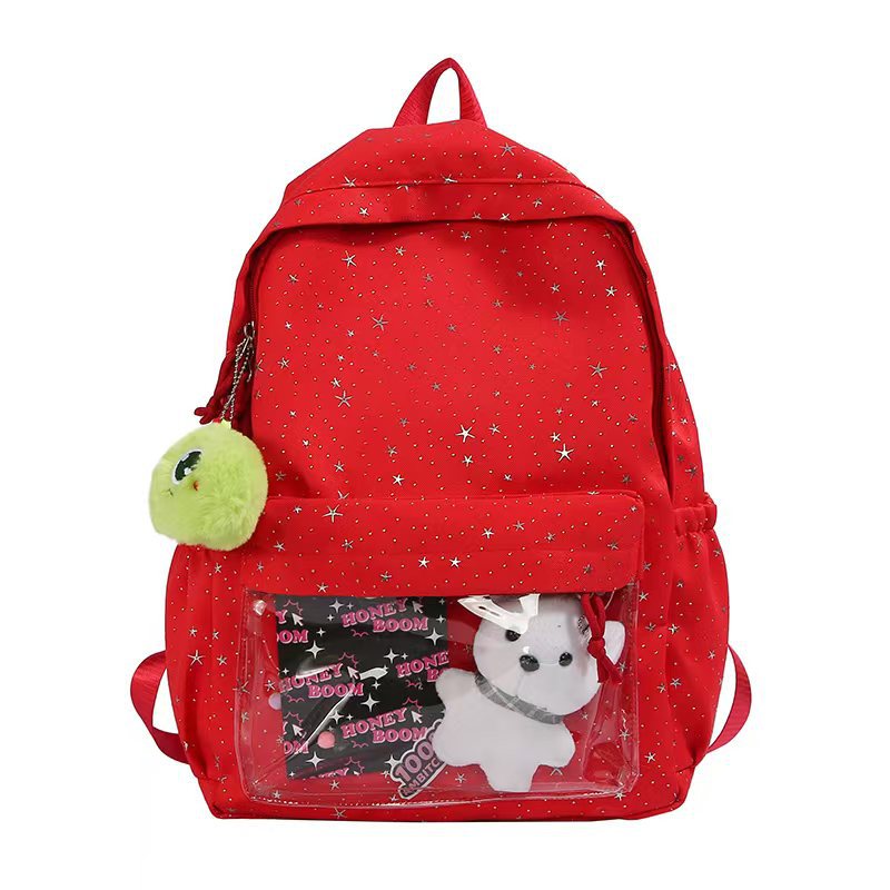 Transparent Pocketed Star-Pattern Backpack Kalsten
