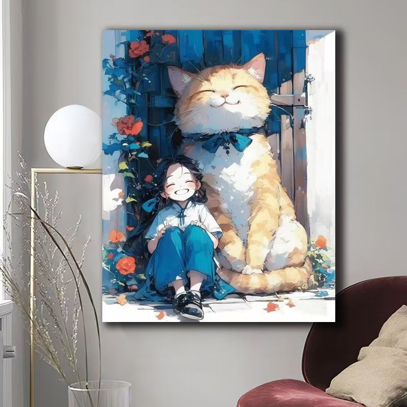 Illustrated Cat-Themed Wall Art Kalsten
