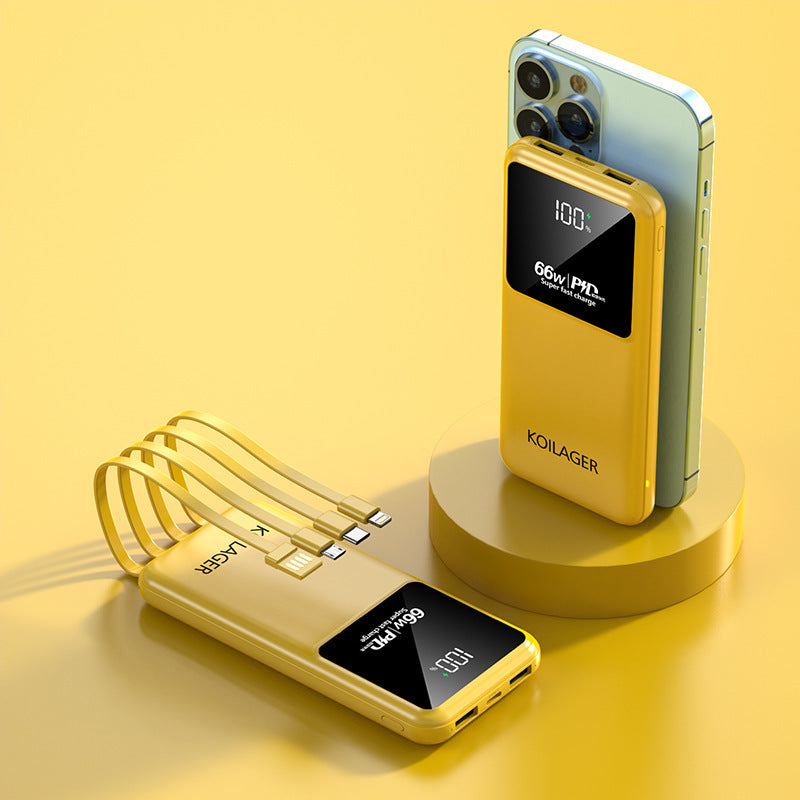 Multi-functional power bank with integrated charging cables and LCD display Kalsten