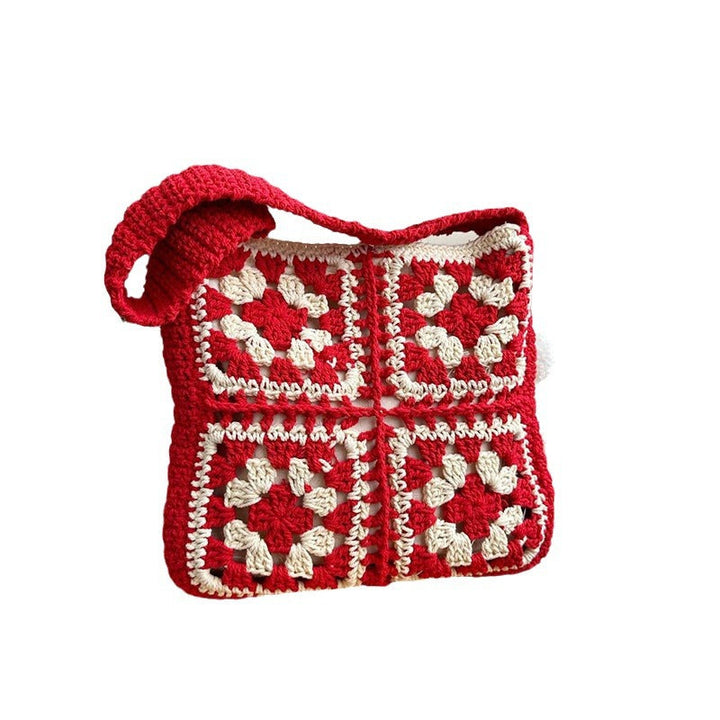 Crocheted shoulder bag with folkloric design Kalsten