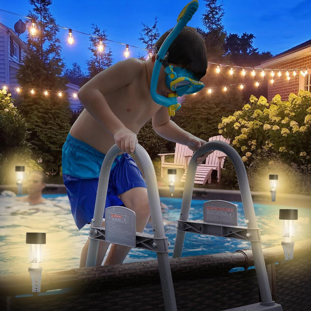 Solar-Powered LED Clip-On Above-Ground Pool Rim Lights With Waterproof Durable Mounting Kalsten