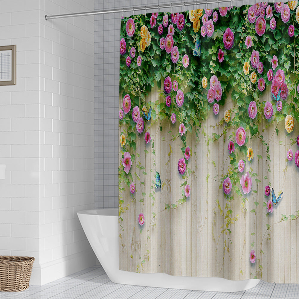 Rustic Garden-Themed Shower Curtain Kalsten