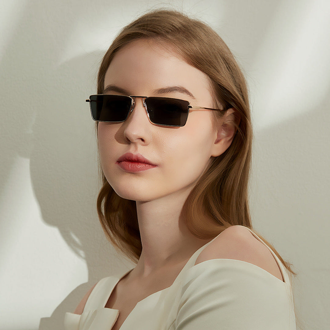 Women's elegant square sunglasses with narrow metal frame and UV protection Kalsten