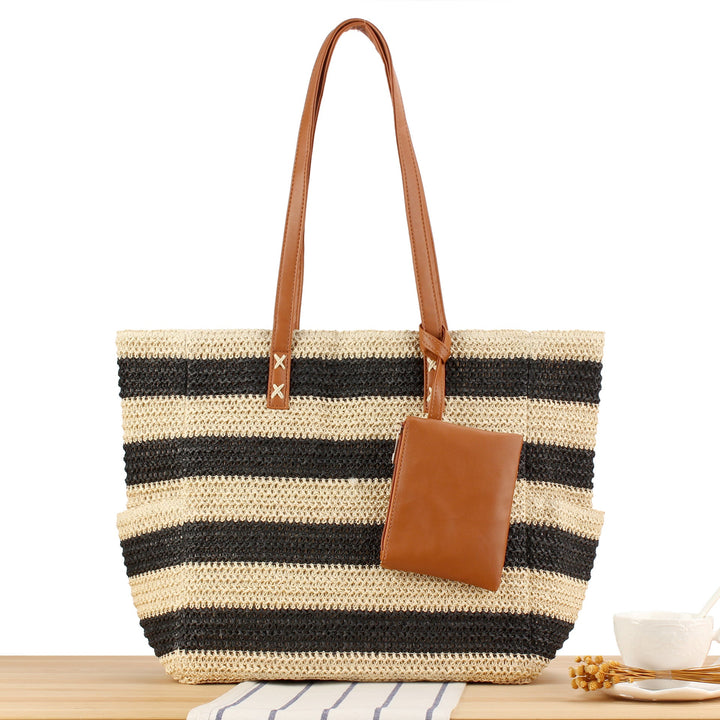 Beach bag with elegant leather handles and practical interior bag Kalsten