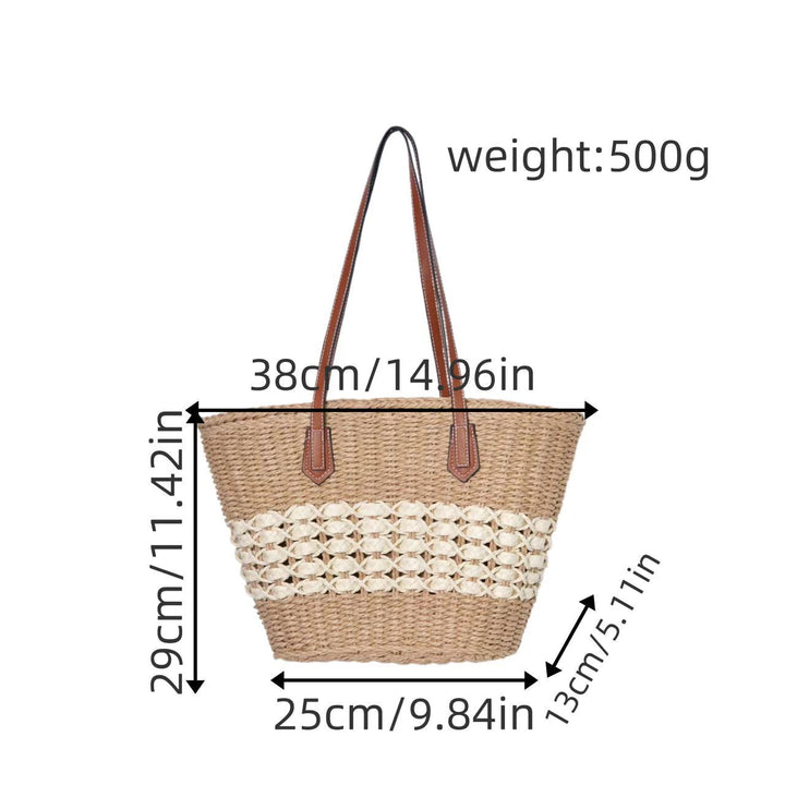 Braided shopping bag with faux leather handles Kalsten