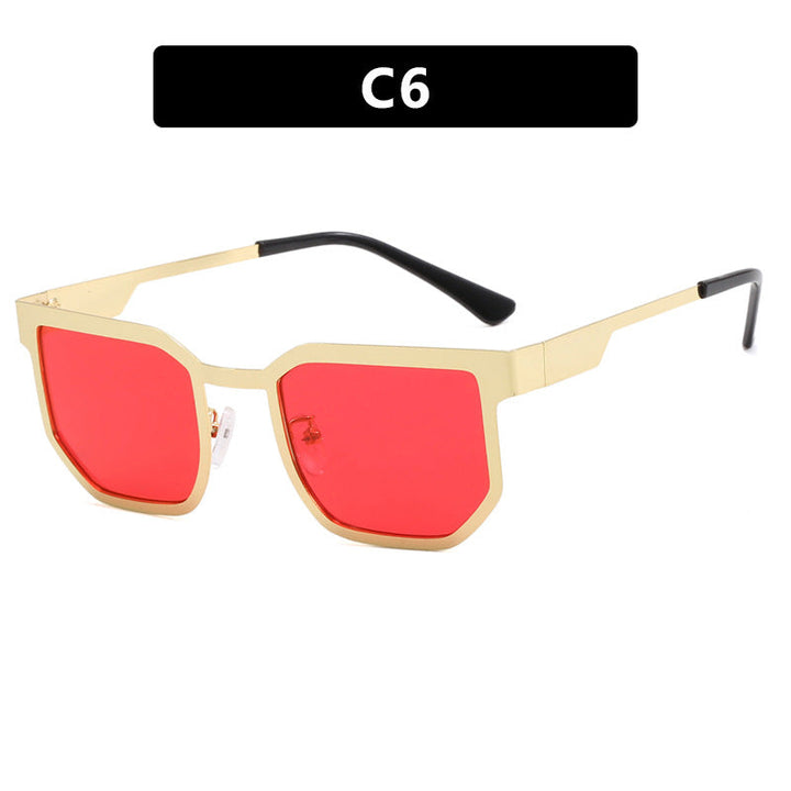 Ladies modern sunglasses in trendy rectangular design with narrow metal frame Kalsten