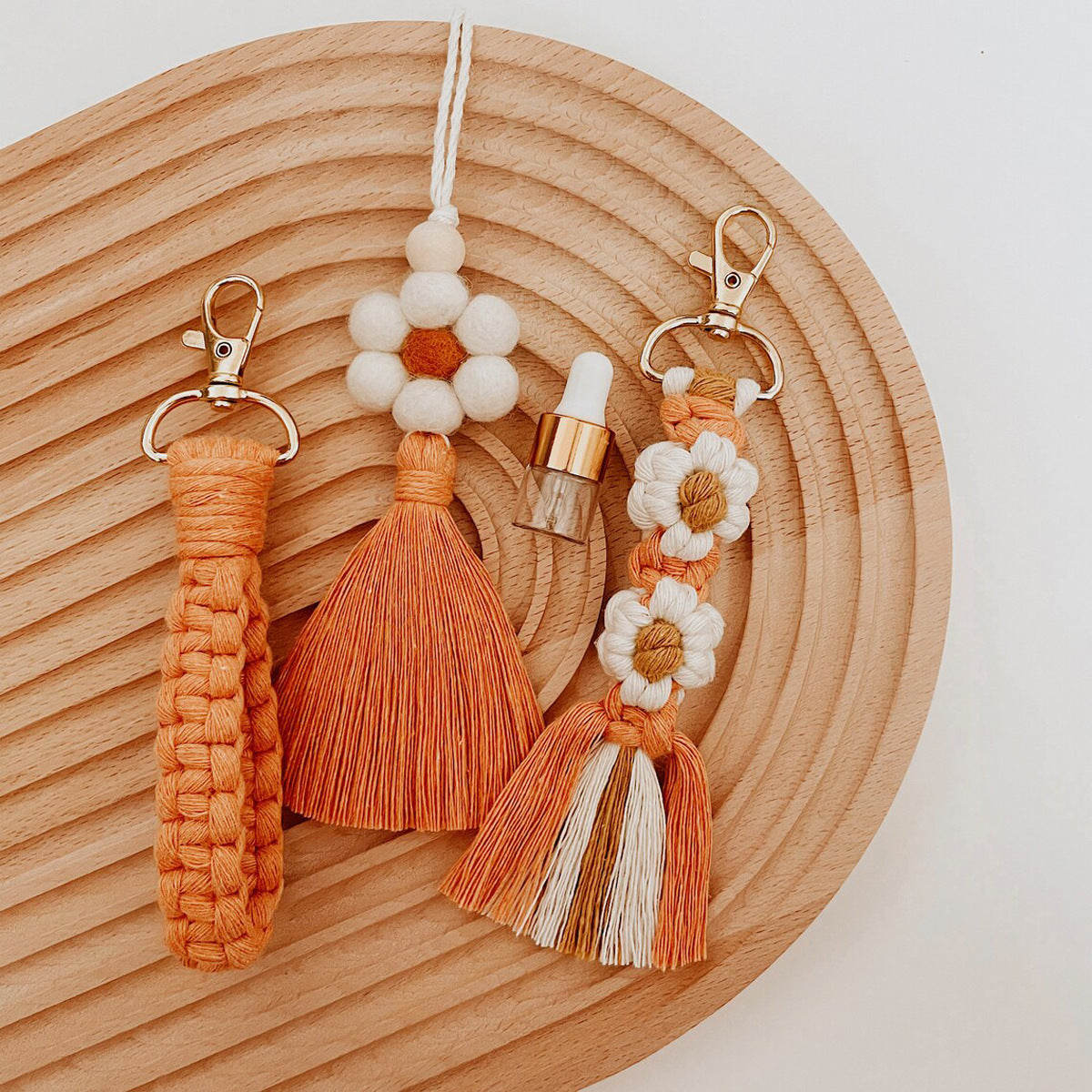 Macrame Keychain Strap with Floral Design Acalora