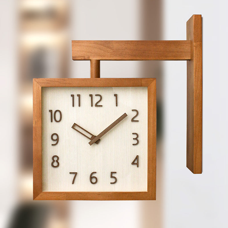 Kalsten | Wall-Corner-Two-Sided Wood-Analog-Clock