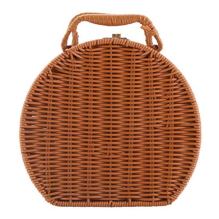 Women Round Wicker Handbag Kalsten